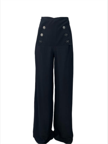 DEREK LAM Women's Black High Waisted Sailor Pants #L154 42 NWT