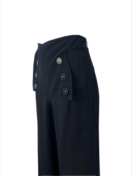 DEREK LAM Women's Black High Waisted Sailor Pants #L154 42 NWT