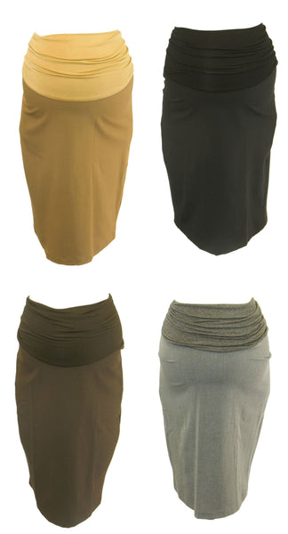 OLIAN Maternity Women's Contrast Belly Panel Pencil Skirt L21610