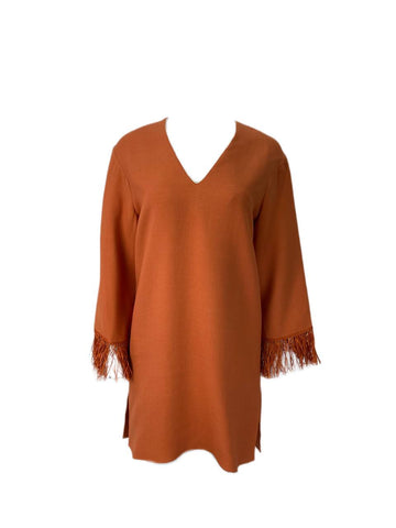 DEREK LAM Women's Orange Mini V-Neck Dress #L550 40 NWT