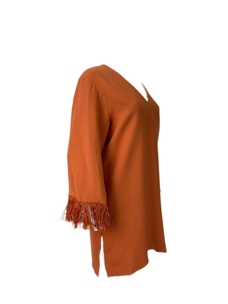 DEREK LAM Women's Orange Mini V-Neck Dress #L550 40 NWT