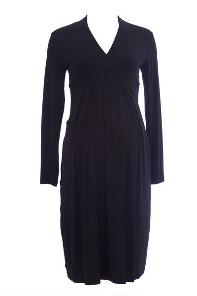 OLIAN Maternity Women's Surplice Neck Long Sleeve Empire Waist Dress $130 NWT