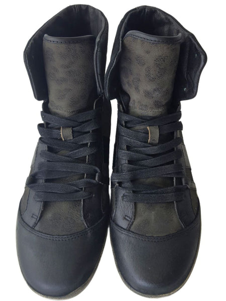 LIEBESKIND Women's Black Leather Leo Ankle High Sneakers #LK2027 NWOB