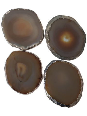 RABLABS Sand And Silver Agate Coasters #LM002 Approximately L 4" x W 3.5" NWB