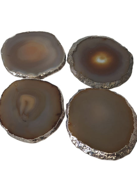 RABLABS Sand And Silver Agate Coasters #LM002 Approximately L 4" x W 3.5" NWB