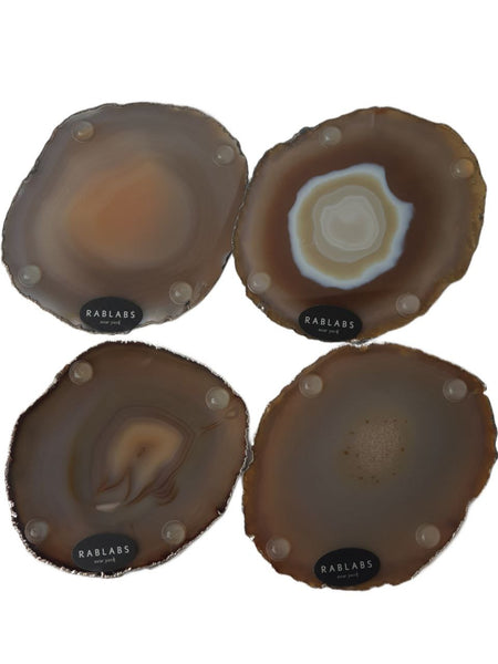 RABLABS Sand And Silver Agate Coasters #LM002 Approximately L 4" x W 3.5" NWB