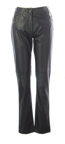 LOLA B Women's Black Imitation Leather Straight Pants 773S $165 NEW