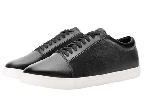 ONTO Men's Black Glazed Leather Lace Up Lewis Fashion Sneakers #LWS NWB