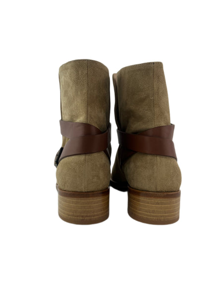 Marina Rinaldi Women's Sand Lacca Suede Ankle Length Boots Size 10 NWB