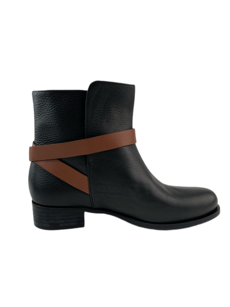 Marina Rinaldi Women's Black Laconico Leather Ankle Boots Size 10 NWB