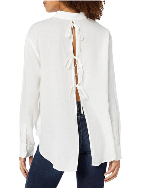 DL1961 Women's White Metropolitan Button Down Tie-Back Top NWT