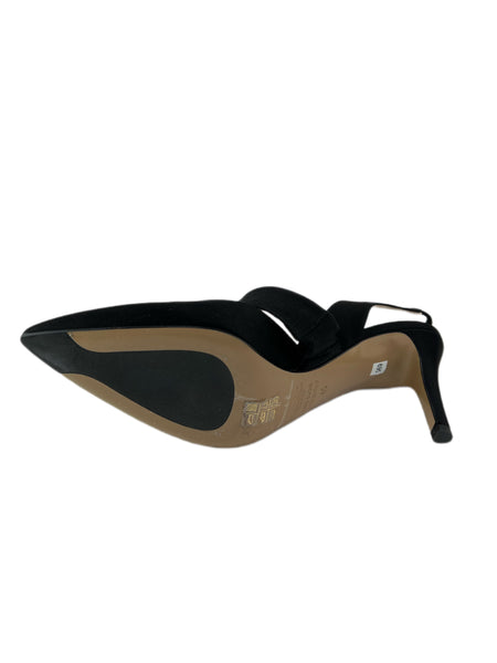 Marina Rinaldi Women's Nero Larice Satin Slingback Embellished Pumps NWB