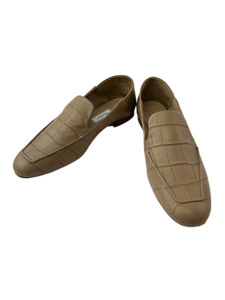 Max Mara Women's Cuoio Larisa Croc Embossed Leather Loafers Size 8 NWT