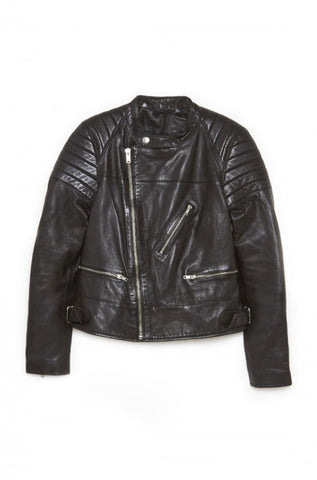 BLK DNM Women's Black Leather Jacket 22 #WKL102 $995 NWT