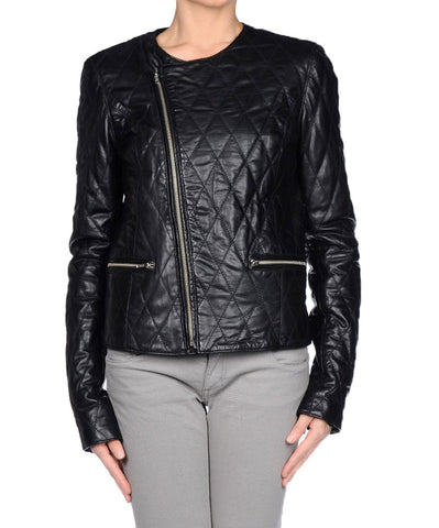 BLK DNM Women's Leather Jacket 41, Black, Medium