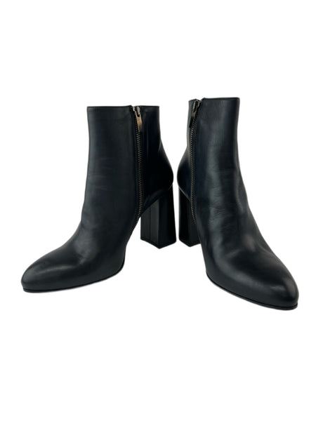 Marina Rinaldi Women's Black Legno Block Heel Leather Ankle Boots Size 8 NWB