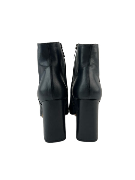 Marina Rinaldi Women's Black Legno Block Heel Leather Ankle Boots Size 8 NWB