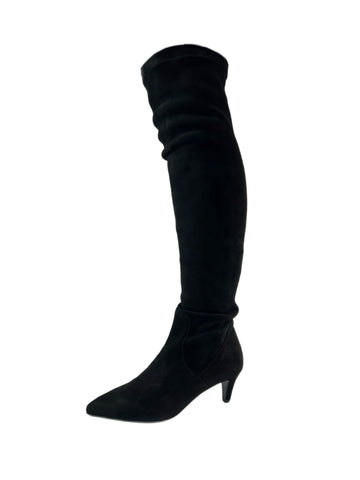 Marina Rinaldi Women's Nero Limone Kitten Heel Suede Knee Boots Size 10 NWB