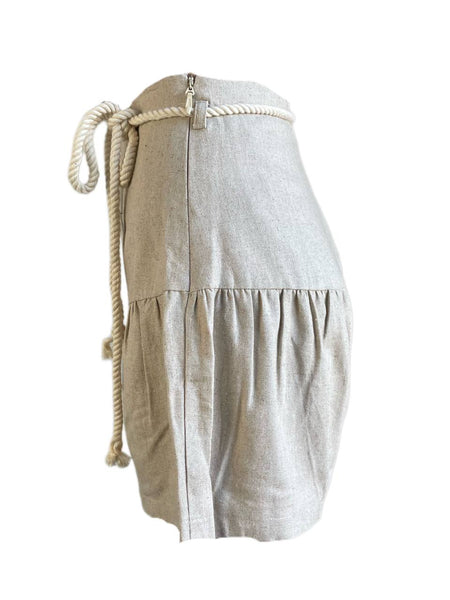 LOST IN LUNAR Women's Beige Linen Cotton Ruffle Hem Shorts Size XS NWT