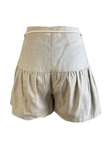 LOST IN LUNAR Women's Beige Linen Cotton Ruffle Hem Shorts Size XS NWT