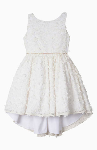 BADGLEY MISCHKA Girl's White 3D Flower High Low Dress #58348600 NWT