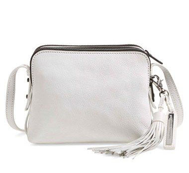 LOEFFLER RANDALL White Leather Triple Zipper Crossbosy Bag $395 NWT