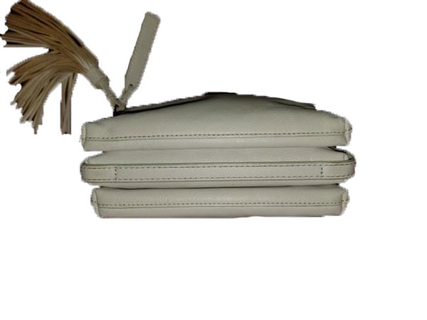 LOEFFLER RANDALL White Leather Triple Zipper Crossbosy Bag $395 NWT