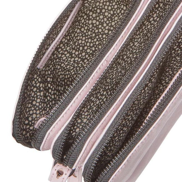 LOEFFLER RANDALL Thistle Pink Leather Triple Zipper Crossbosy Bag $395 NWT