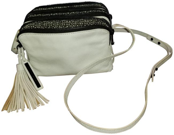 LOEFFLER RANDALL Thistle Pink Leather Triple Zipper Crossbosy Bag $395 NWT