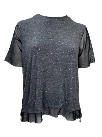 Lola Getts Women's Plus Grey Transparent Sleeve T-Shirt Size 2W NWT