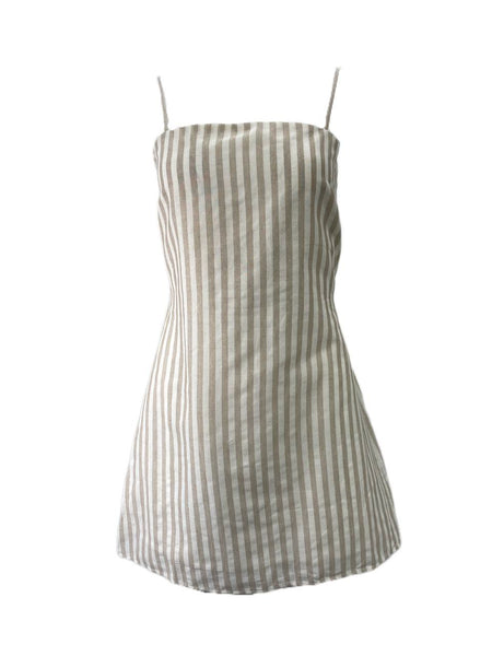 LOST IN LUNAR Women's Beige Stripe Lolita Mini Dress NWT