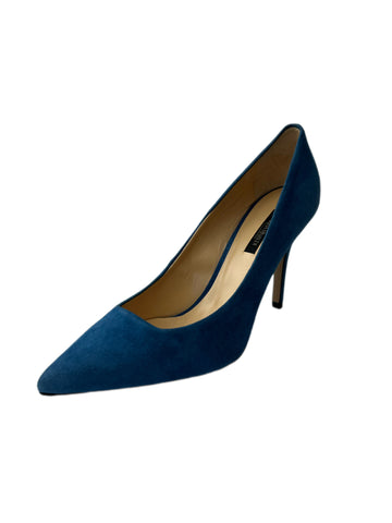 Marina Rinaldi Women's Blu America Lontra Pointed Toe Suede Pumps NWB