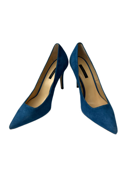 Marina Rinaldi Women's Blu America Lontra Pointed Toe Suede Pumps NWB