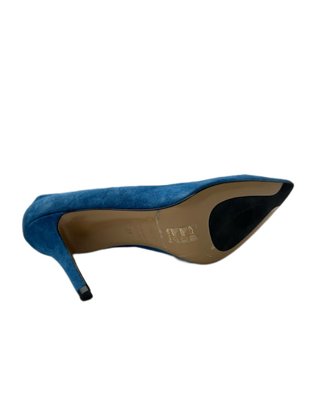 Marina Rinaldi Women's Blu America Lontra Pointed Toe Suede Pumps NWB