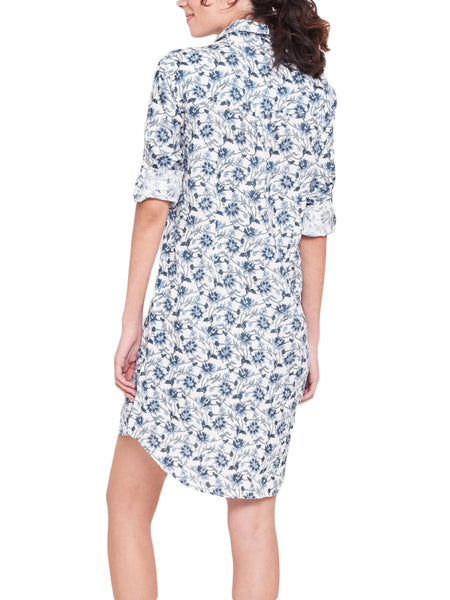 ROBERTA ROLLER RABBIT Women's Blue Loreli Shirt Dress $228 NEW