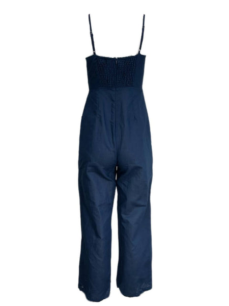 LOST IN LUNAR Women's Navy Luca Linen Blend Pantsuit NWT