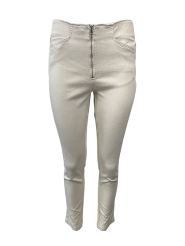 Mango Women's Beige Lucia Front Zip Trousers Size US 6 NWT