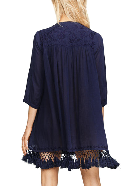 ROBERTA ROLLER RABBIT Women's Navy Blue Lucknow Serafina Tunic $145 NEW