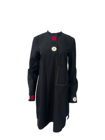 DEREK LAM Women's Black Embroidered Button Dress #M23 8 NWOT