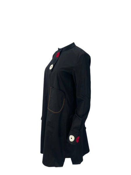 DEREK LAM Women's Black Embroidered Button Dress #M23 8 NWOT