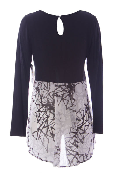 MIRACLEBODY  by Miraclesuit Women's Black Web Print Pleat Back Tunic