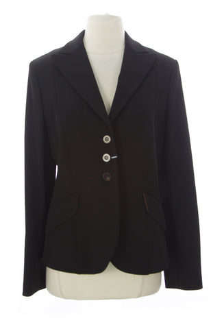 METRADAMO Women's Black Three Button Wool Blazer 7491 IT Sz 48 $546 NEW