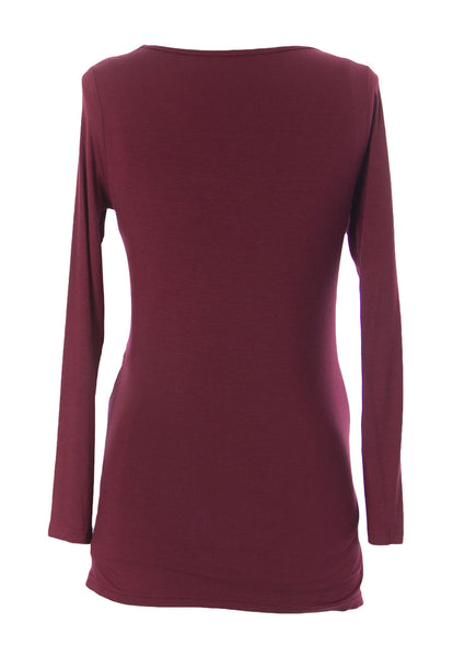 MOTHERS EN VOGUE Maternity Women's Plum Feather Long Sleeve Nurnig Blouse XS $56