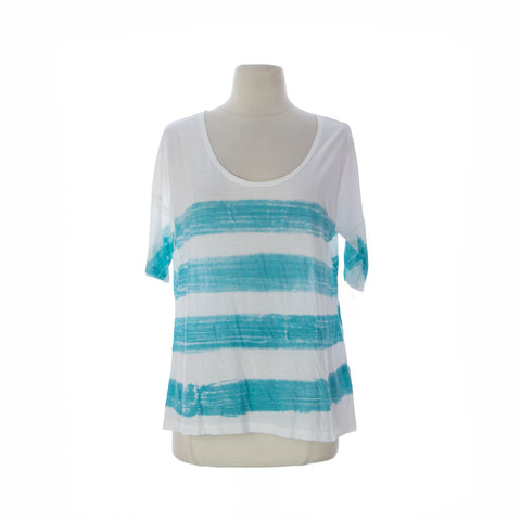 VELVET by Graham & Spencer Women's White/ Blue Short Sleeve Top $79 NEW
