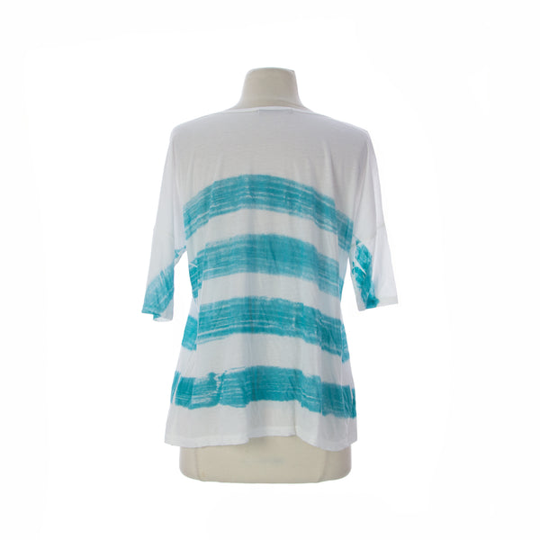 VELVET by Graham & Spencer Women's White/ Blue Short Sleeve Top $79 NEW