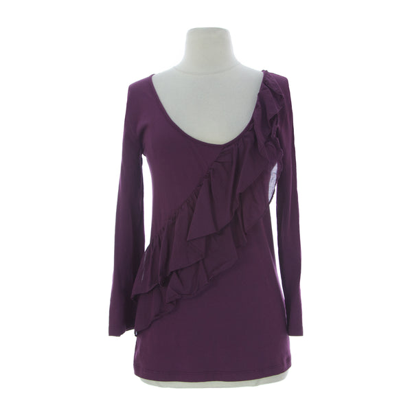 VELVET by Graham & Spencer Women's Plum Long Sleeve Tiered Detail Top S $88 NEW