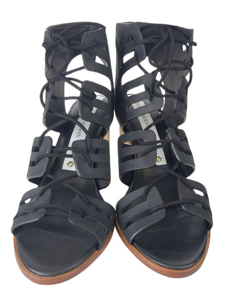 MATT BERNSON Women's Black Oiled Leather Miro Heel Pump #MB091 NWB