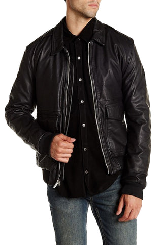 BLK DNM Men's Black Leather Jacket 80 Moto Jacket MKL11902 Small $1095 NWOT