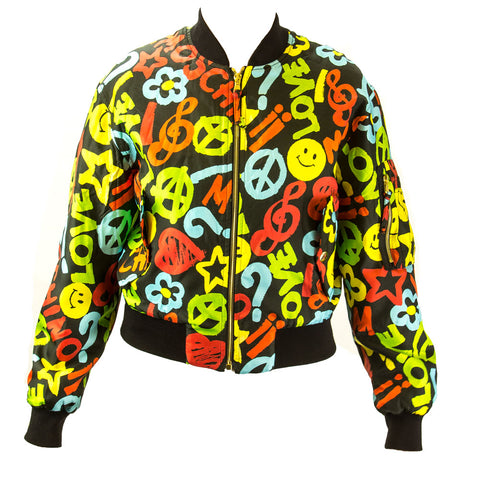 Moschino Couture Bomber Jacket IT 42 Black Multi