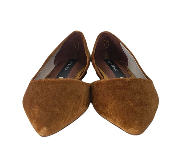 MATT BERNSON Women's Yellow Camel Crushed Velvet Mott Flats #MB113-16 6.5 NWB